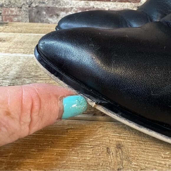 Michael Kors Black Leather Booties with Chunky Block Heels Sz 7 - Picture 8 of 8